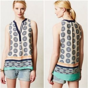 EUC size XS Vanessa Virginia Anthropologie silk patterned shell tank